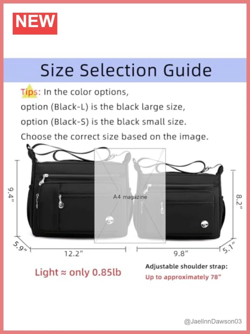 Lightweight Nylon Crossbody Satchel Bag Multiple Pockets Women's Handbag